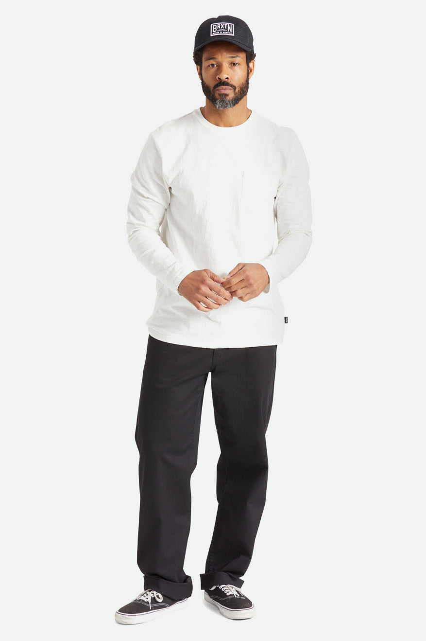 Men's Brixton Basic Slub L/S Pocket Knitwear White | 8643257-GY