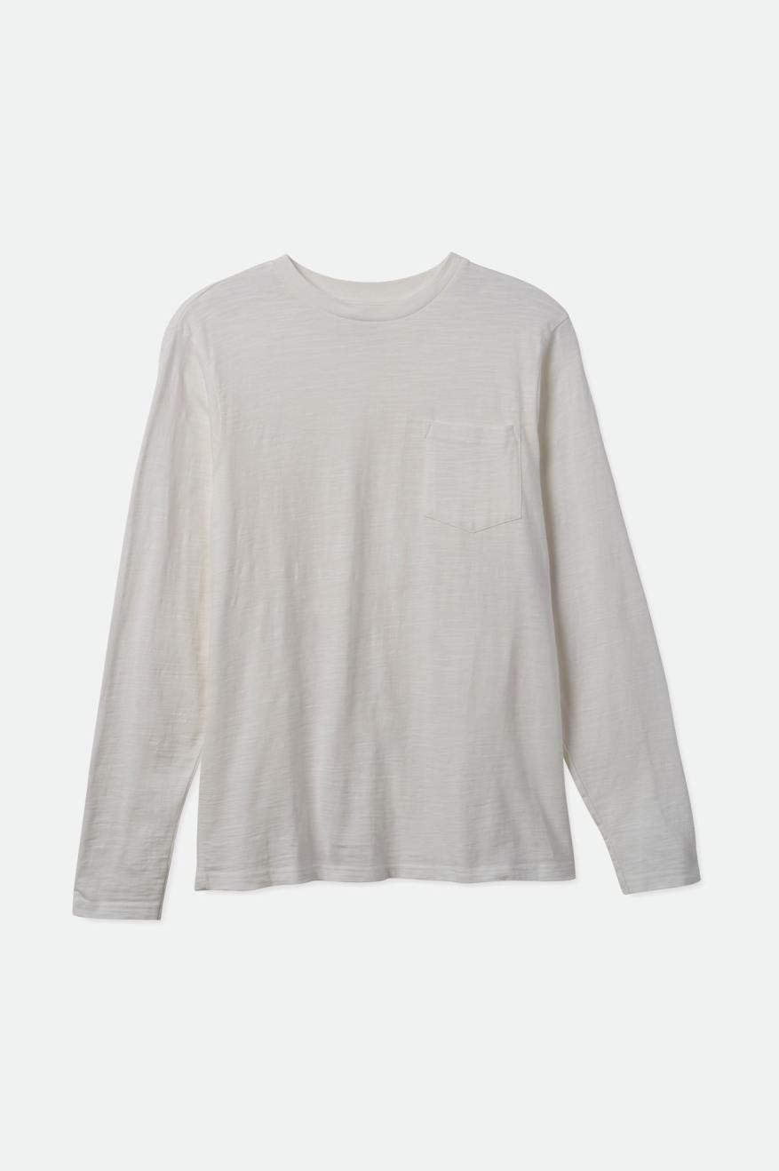 Men's Brixton Basic Slub L/S Pocket Knitwear White | 8643257-GY