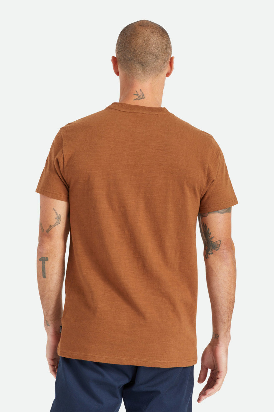 Men's Brixton Basic Slub S/S Henley Knitwear Brown | 2317058-ZQ