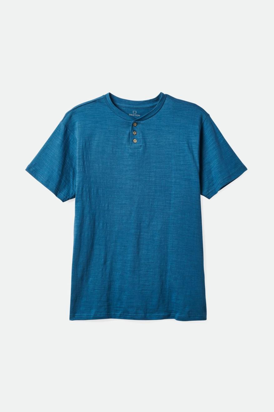 Men's Brixton Basic Slub S/S Henley Knitwear Turquoise | 4385706-JH