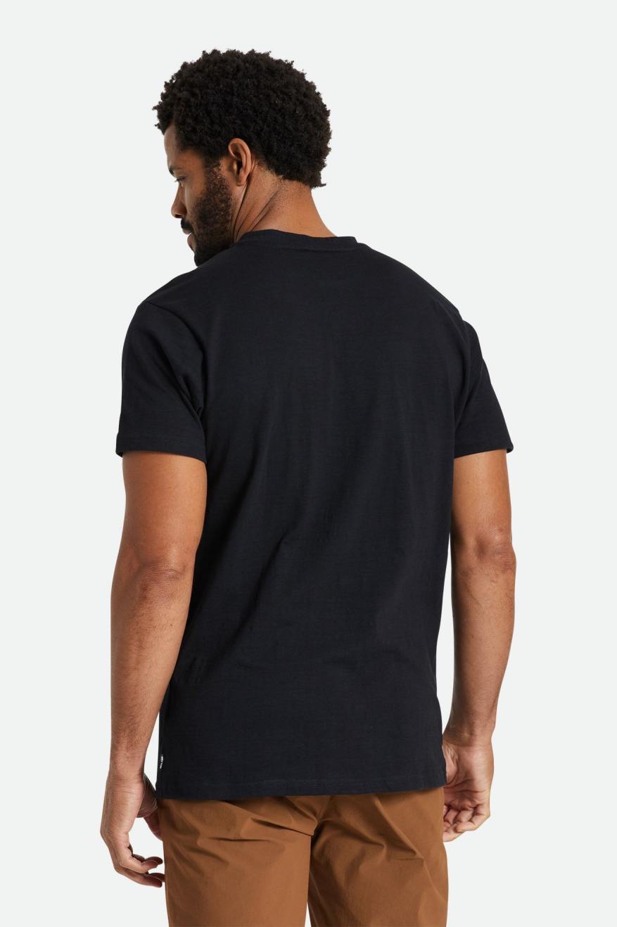 Men's Brixton Basic Slub S/S Henley Knitwear Black | 6570849-JD