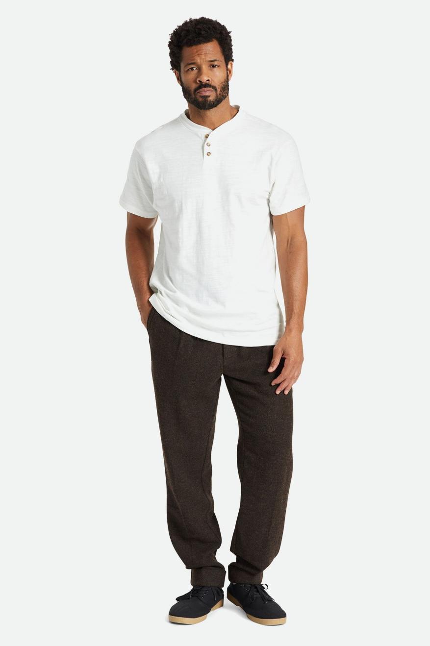 Men's Brixton Basic Slub S/S Henley Knitwear White | 7806359-KJ