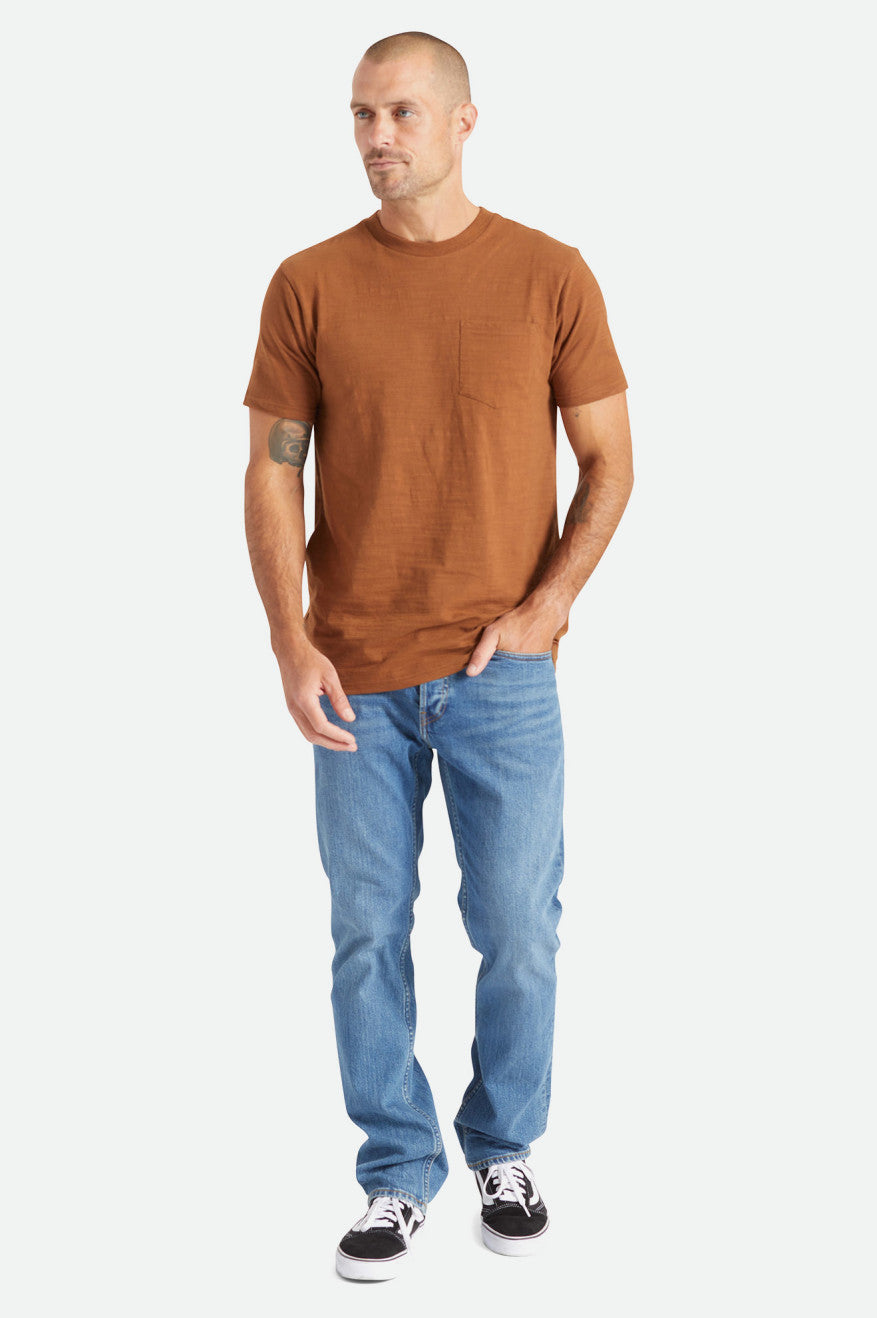 Men's Brixton Basic Slub S/S Pocket Knitwear Brown | 4391052-BQ