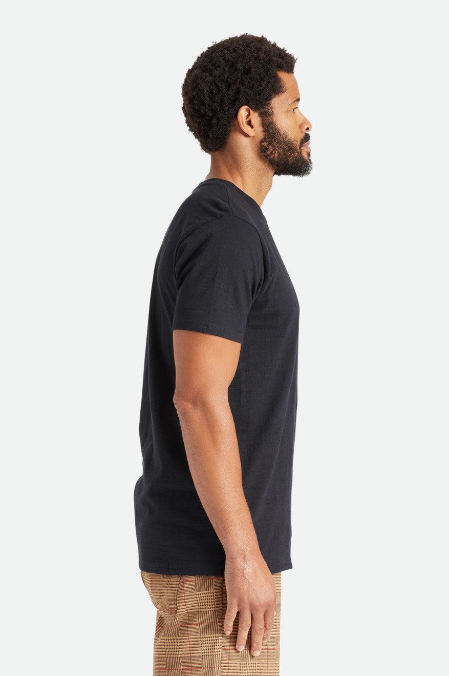 Men's Brixton Basic Slub S/S Pocket Knitwear Black | 9346781-ID