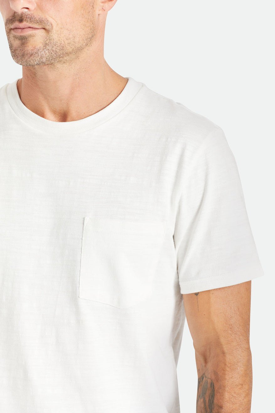 Men's Brixton Basic Slub S/S Pocket Tops White | 4712803-PK