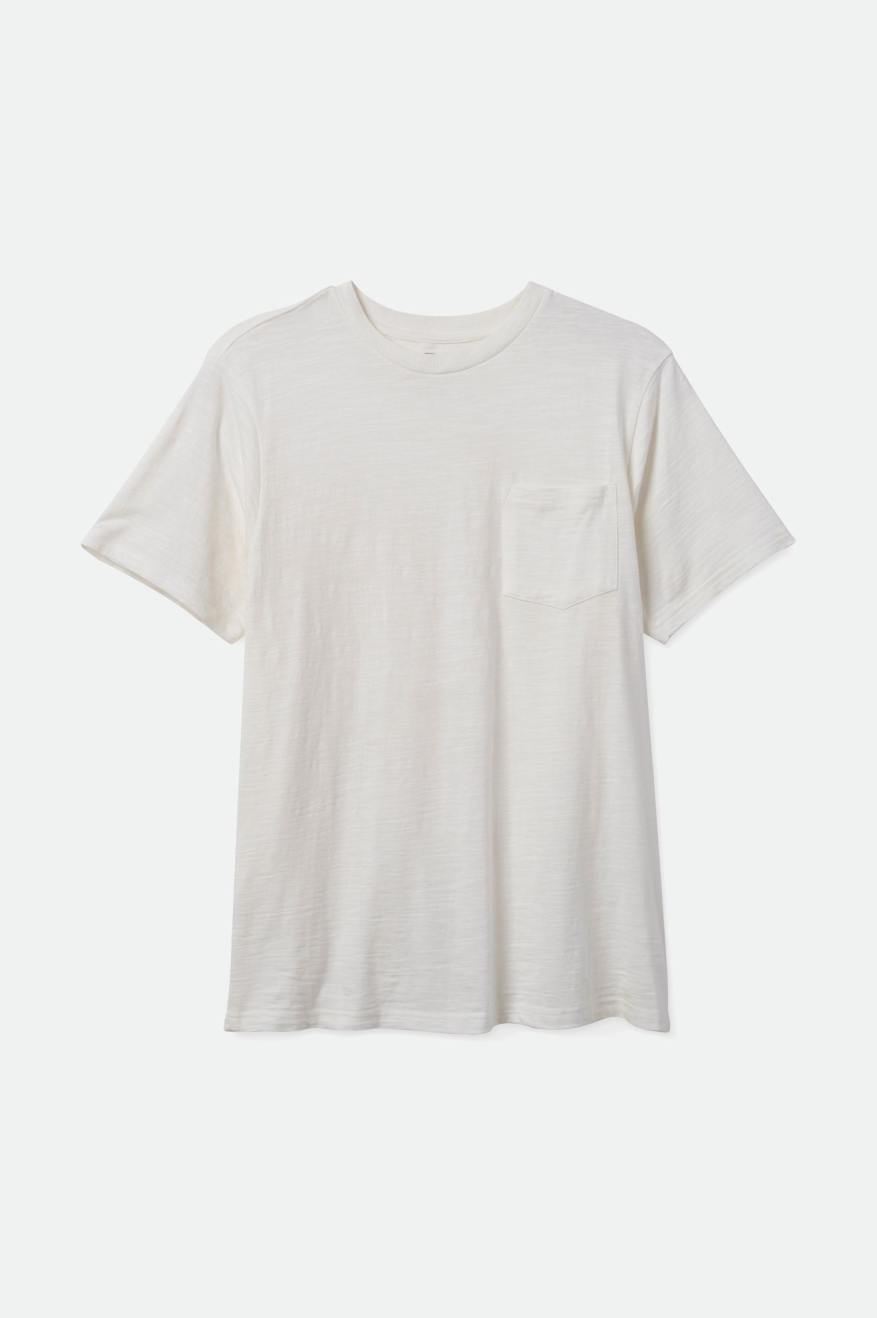 Men's Brixton Basic Slub S/S Pocket Tops White | 4712803-PK