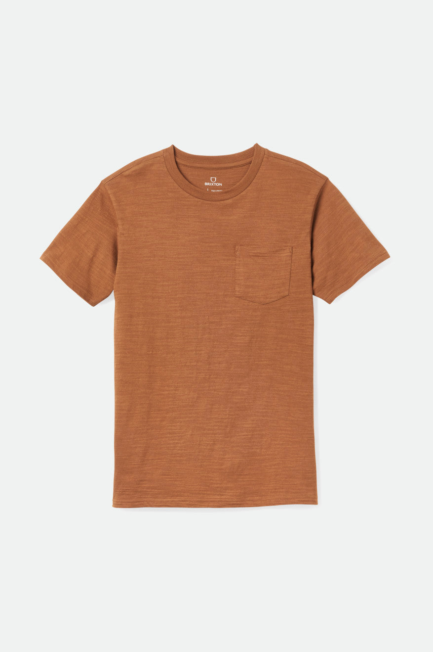 Men's Brixton Basic Slub S/S Pocket Tops Brown | 8302465-EZ