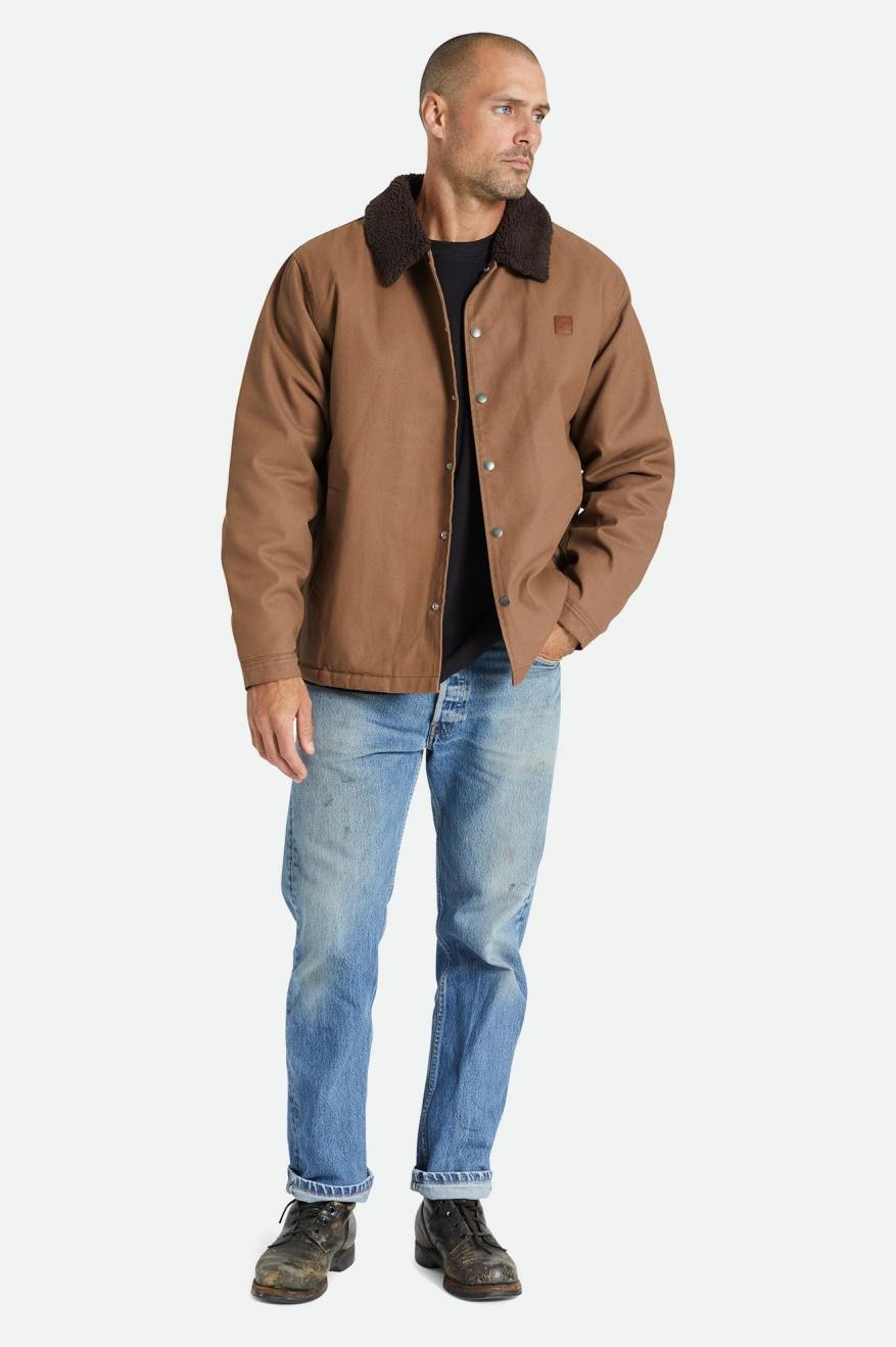 Men's Brixton Beta Sherpa Lined Coaches Jackets Brown | 3295874-AO