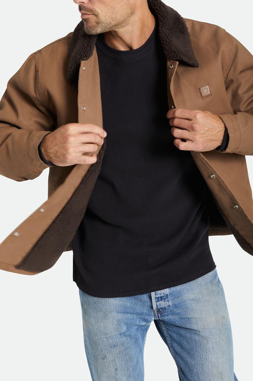 Men's Brixton Beta Sherpa Lined Coaches Jackets Brown | 3295874-AO