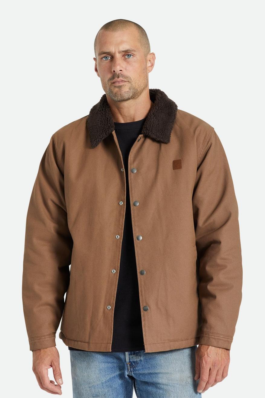 Men\'s Brixton Beta Sherpa Lined Coaches Jackets Brown | 3295874-AO