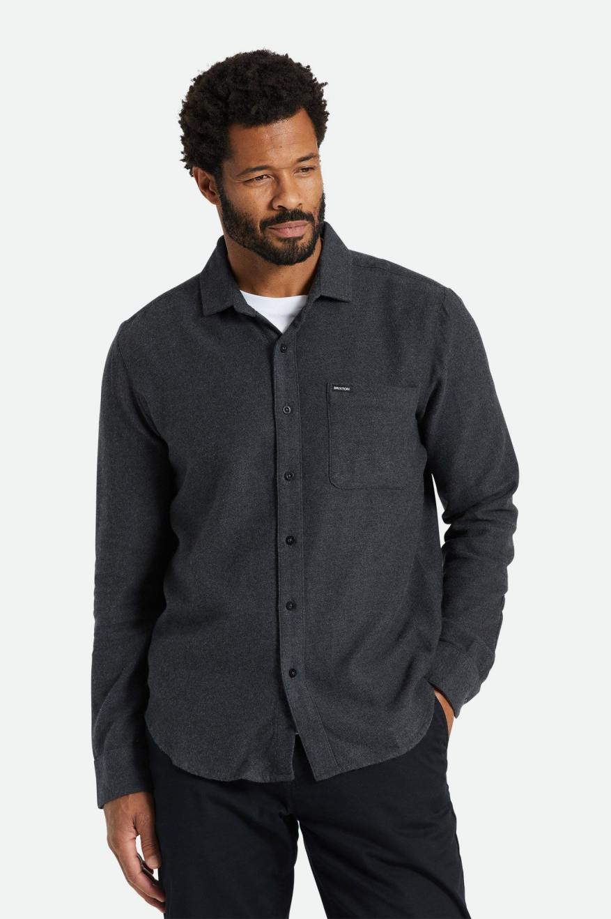 Men\'s Brixton Bixby Reserve L/S Flannels Black | 0978236-JD