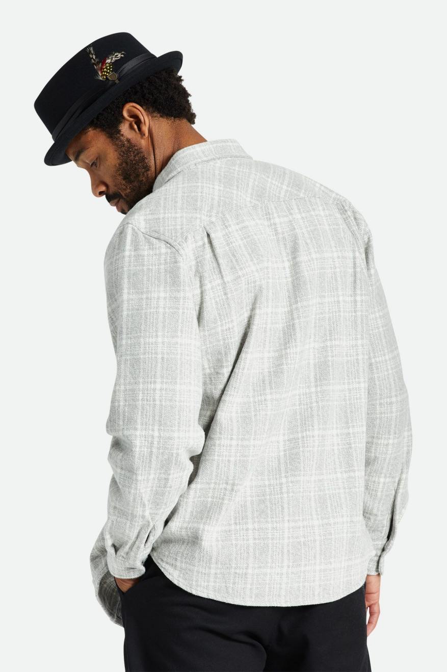 Men's Brixton Bowery Heavy Weight L/S Flannels Grey / White | 1560427-DR