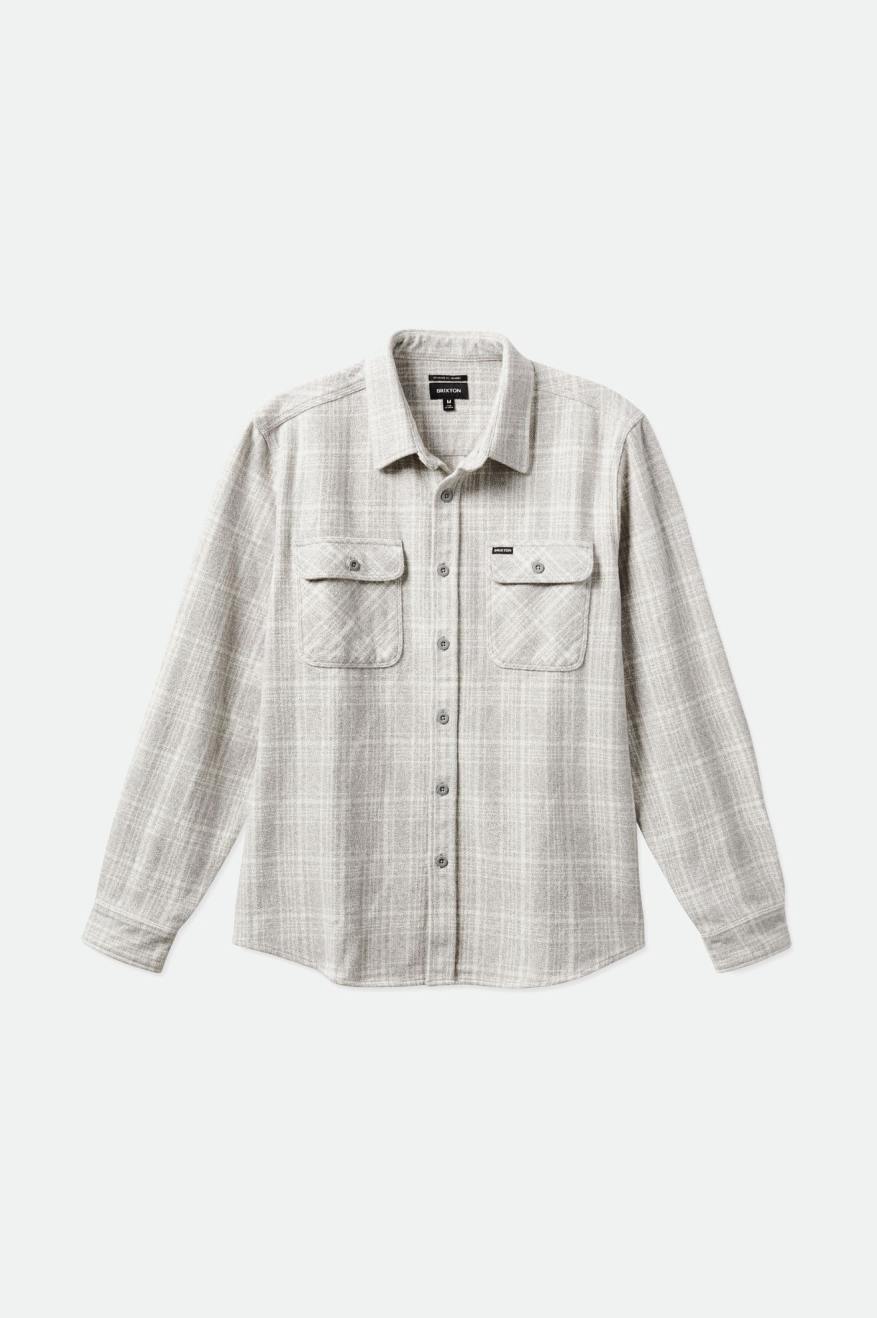 Men's Brixton Bowery Heavy Weight L/S Flannels Grey / White | 1560427-DR