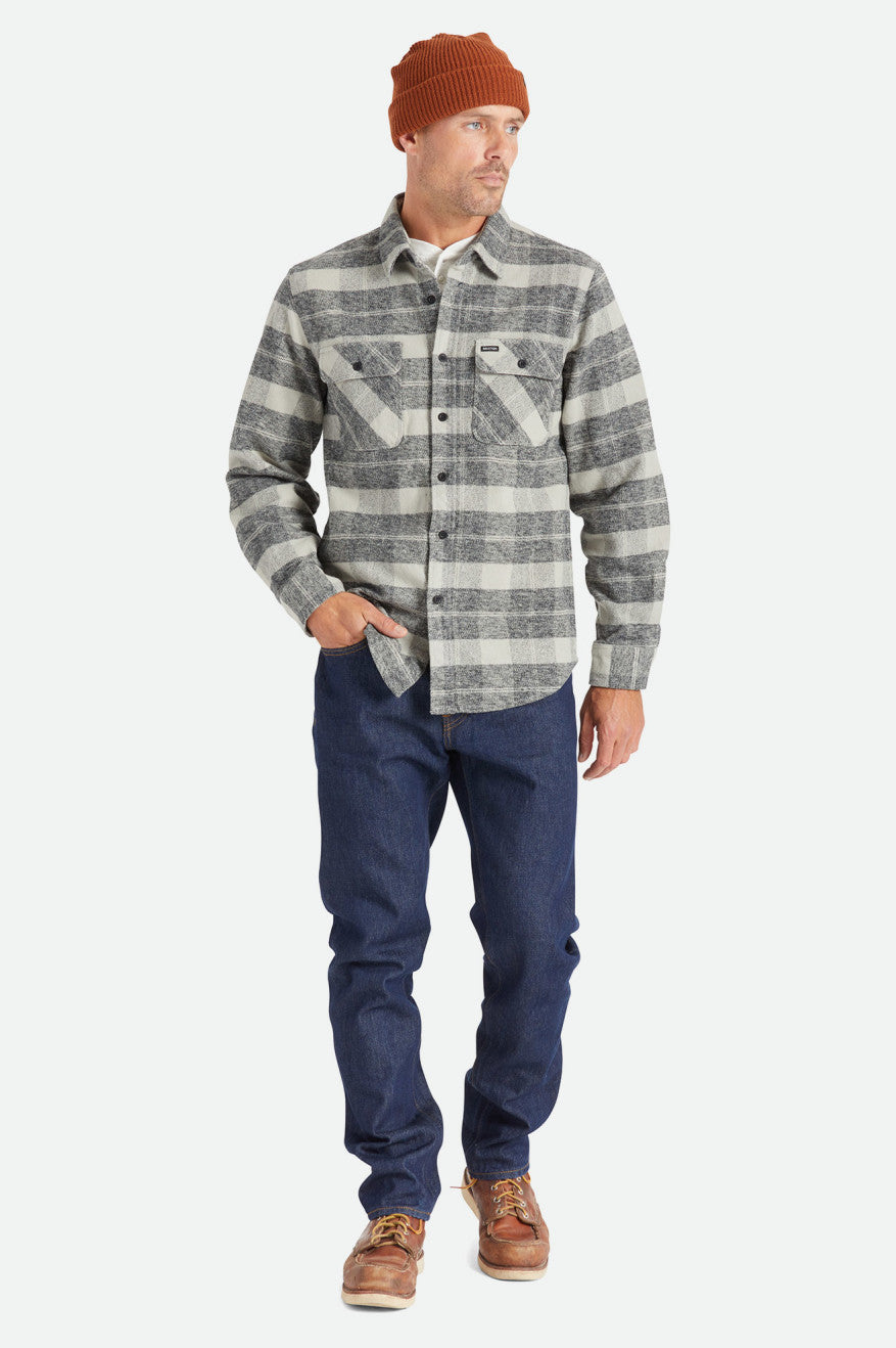 Men's Brixton Bowery Heavy Weight L/S Flannels Black / Grey | 2578139-SB