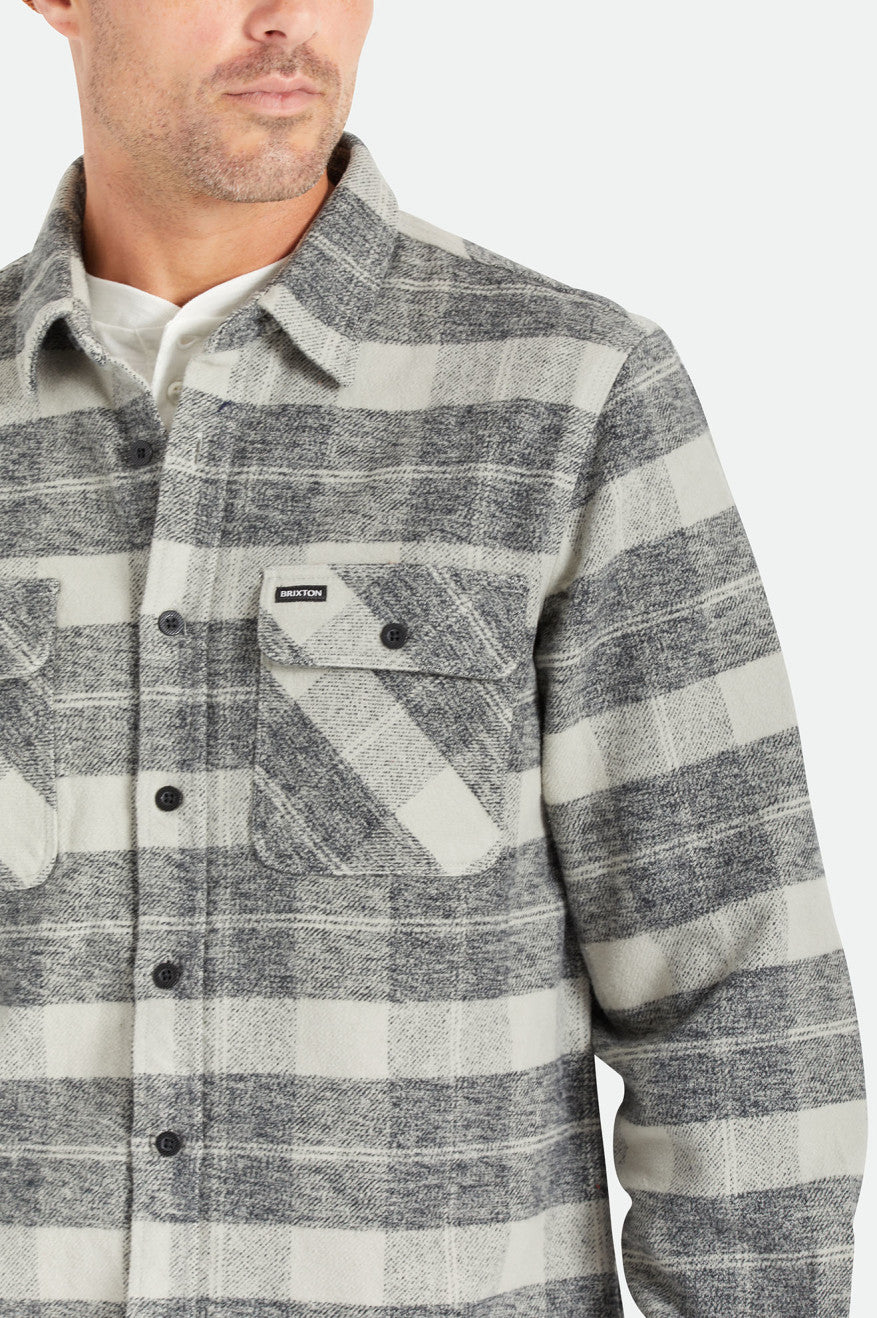 Men's Brixton Bowery Heavy Weight L/S Flannels Black / Grey | 2578139-SB