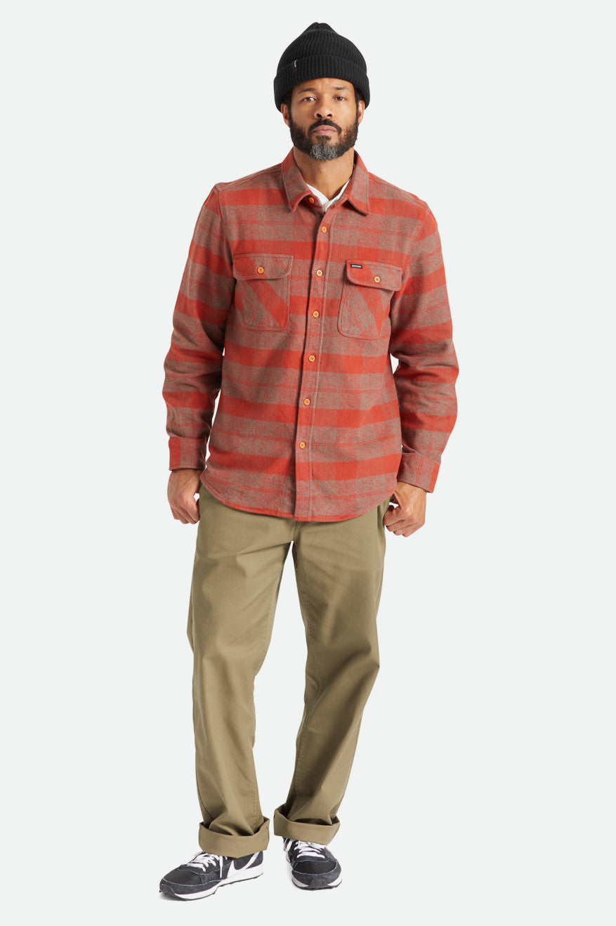 Men's Brixton Bowery Heavy Weight L/S Flannels Red | 3280514-UK