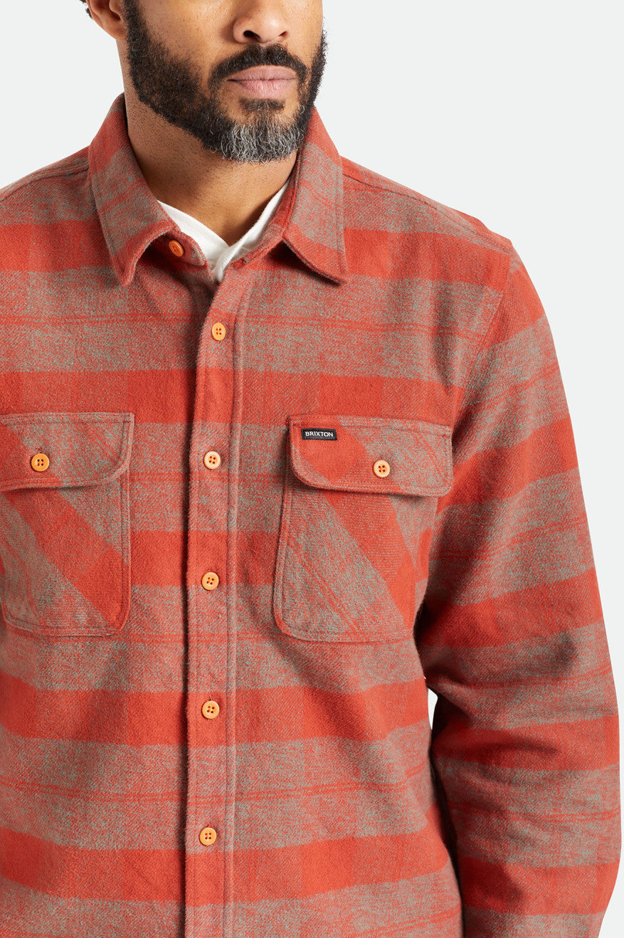 Men's Brixton Bowery Heavy Weight L/S Flannels Red | 3280514-UK