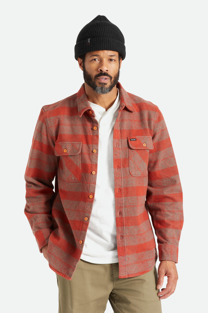 Men's Brixton Bowery Heavy Weight L/S Flannels Red | 3280514-UK