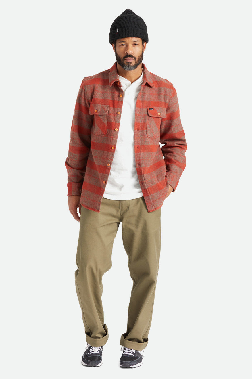 Men's Brixton Bowery Heavy Weight L/S Flannels Red | 3280514-UK