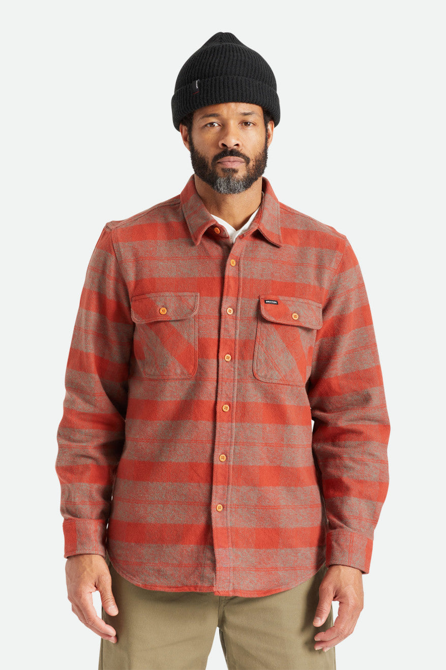 Men\'s Brixton Bowery Heavy Weight L/S Flannels Red | 3280514-UK