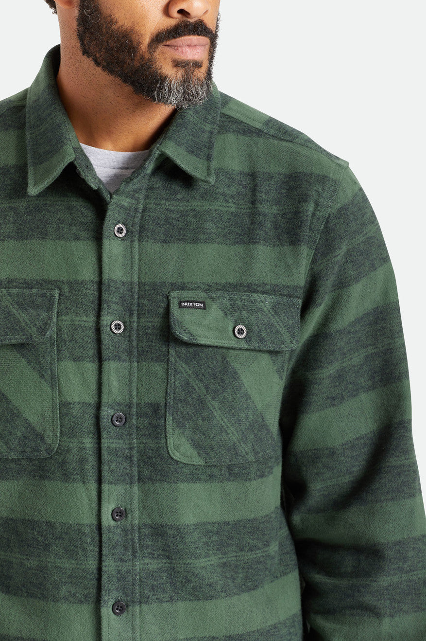 Men's Brixton Bowery Heavy Weight L/S Flannels Green | 6510842-JQ