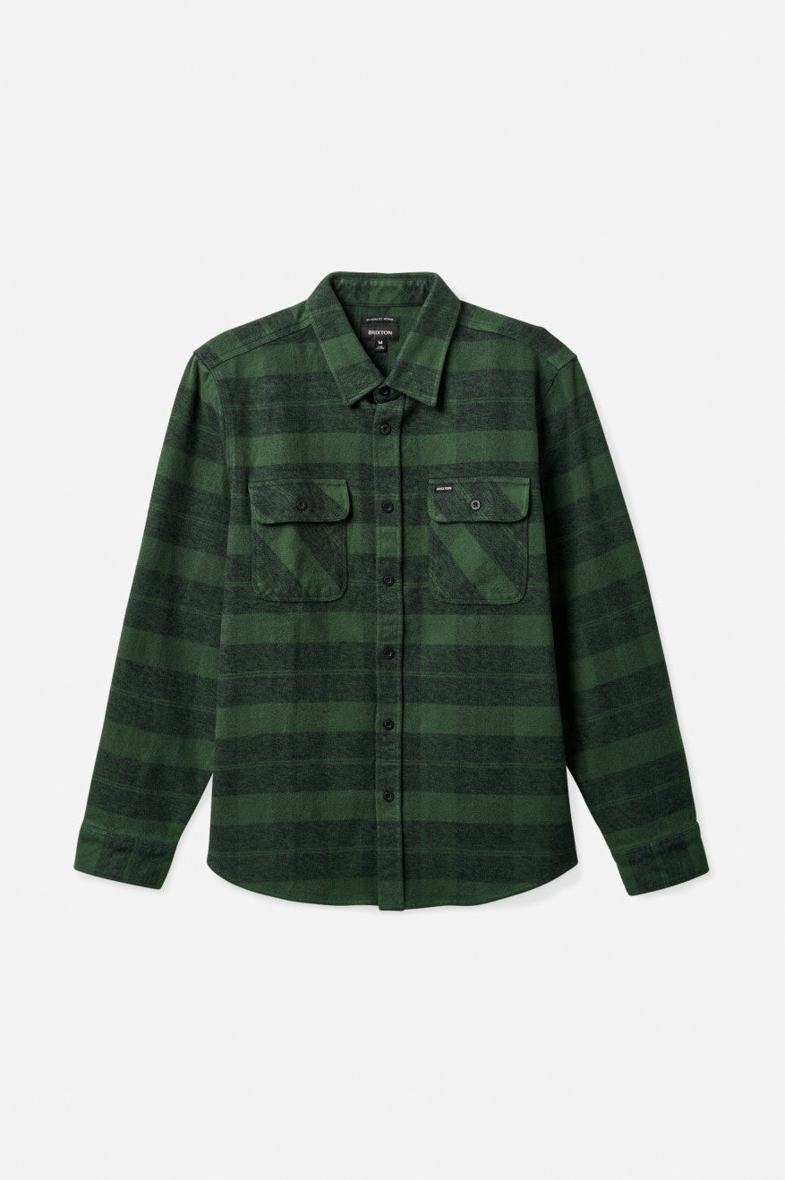 Men's Brixton Bowery Heavy Weight L/S Flannels Green | 6510842-JQ