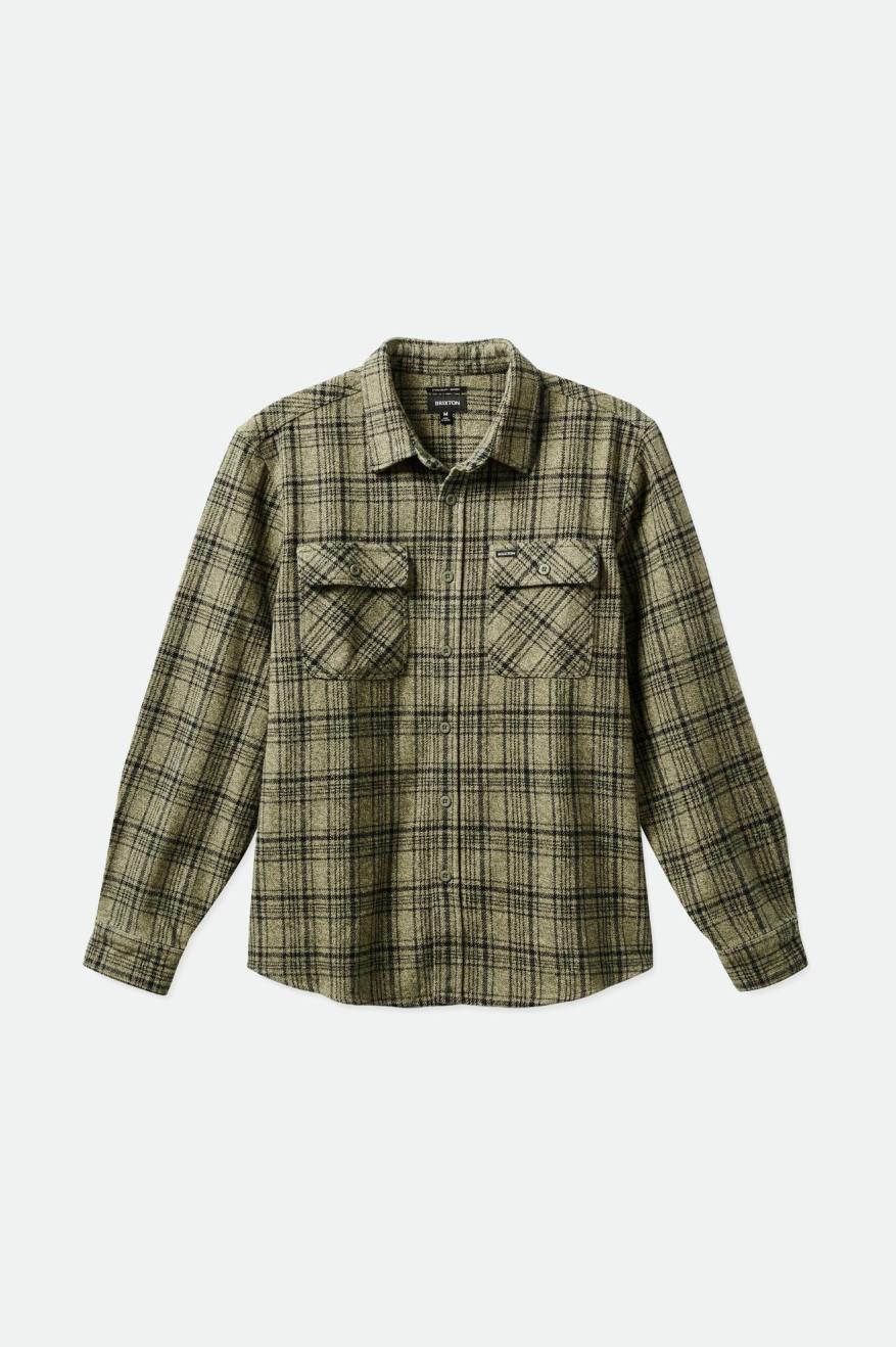 Men's Brixton Bowery Heavy Weight L/S Flannels Olive / Black | 8290347-MX