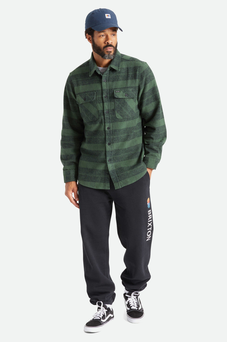 Men's Brixton Bowery Heavy Weight L/S Wovens Green | 0389714-SP