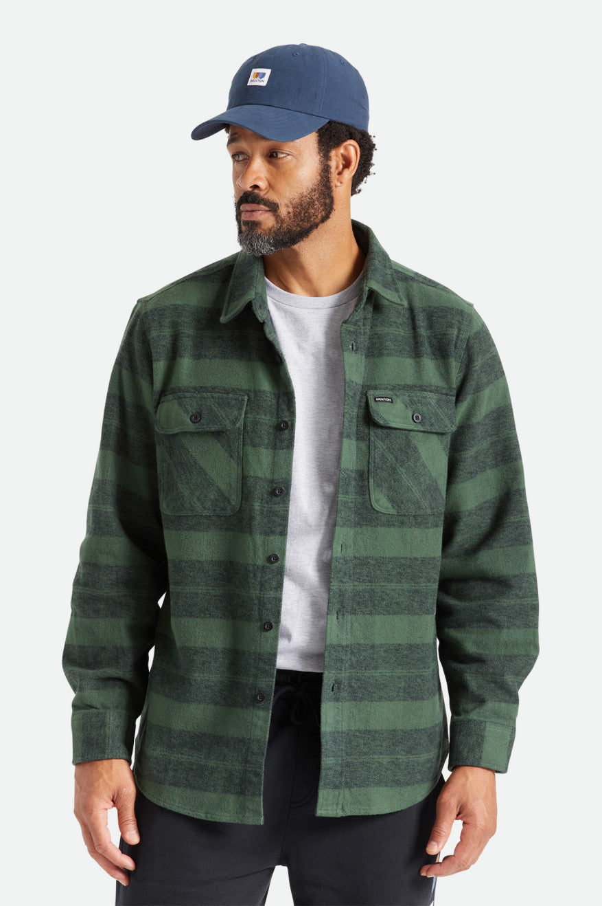 Men's Brixton Bowery Heavy Weight L/S Wovens Green | 0389714-SP