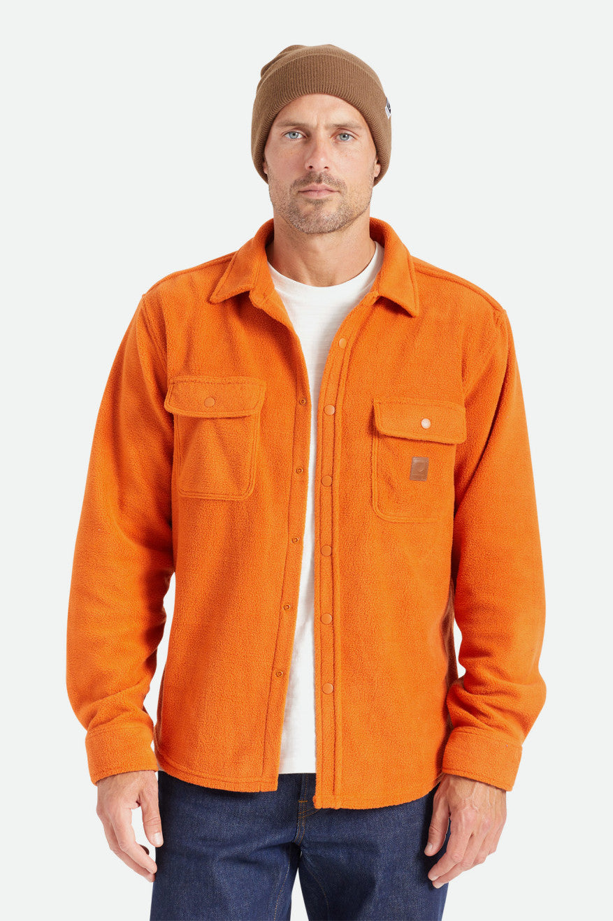 Men's Brixton Bowery L/S Arctic Stretch Fleece Wovens Orange | 1036759-JT