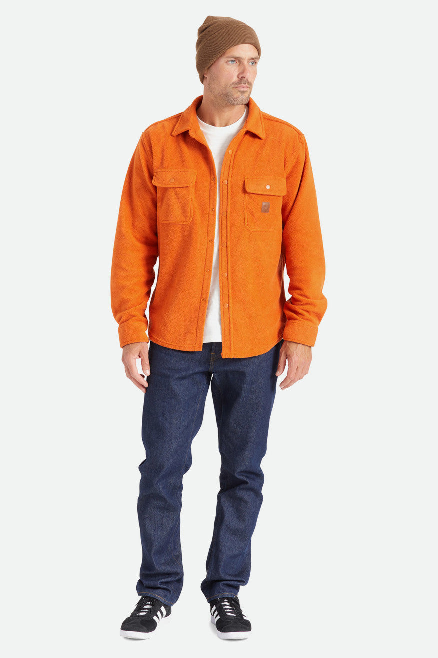 Men's Brixton Bowery L/S Arctic Stretch Fleece Wovens Orange | 1036759-JT