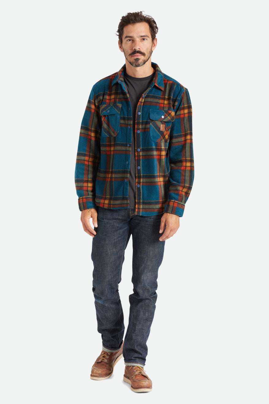 Men's Brixton Bowery L/S Arctic Stretch Fleece Flannels Deep Blue | 7906482-PM