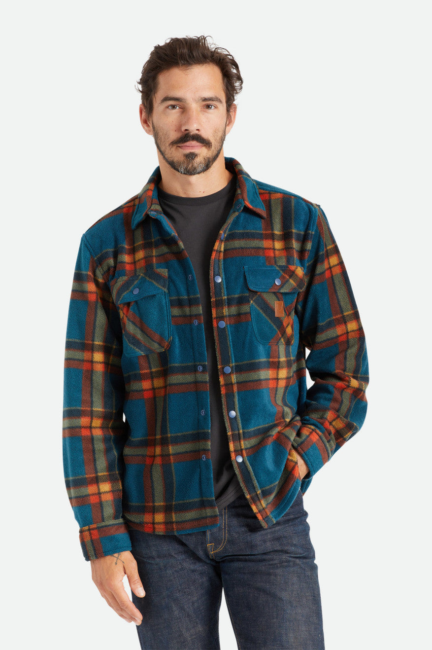 Men's Brixton Bowery L/S Arctic Stretch Fleece Flannels Deep Blue | 7906482-PM