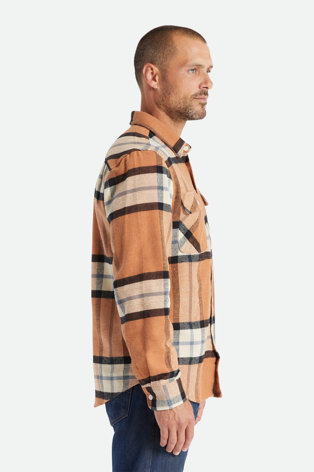 Men's Brixton Bowery L/S Flannels Beige | 3108976-XL