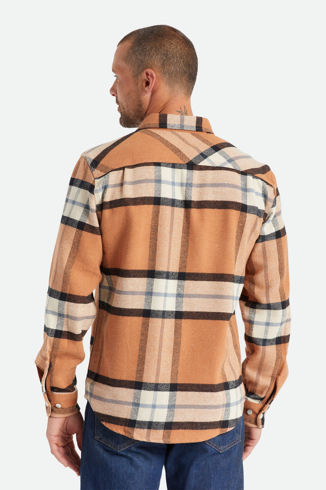 Men's Brixton Bowery L/S Flannels Beige | 3108976-XL