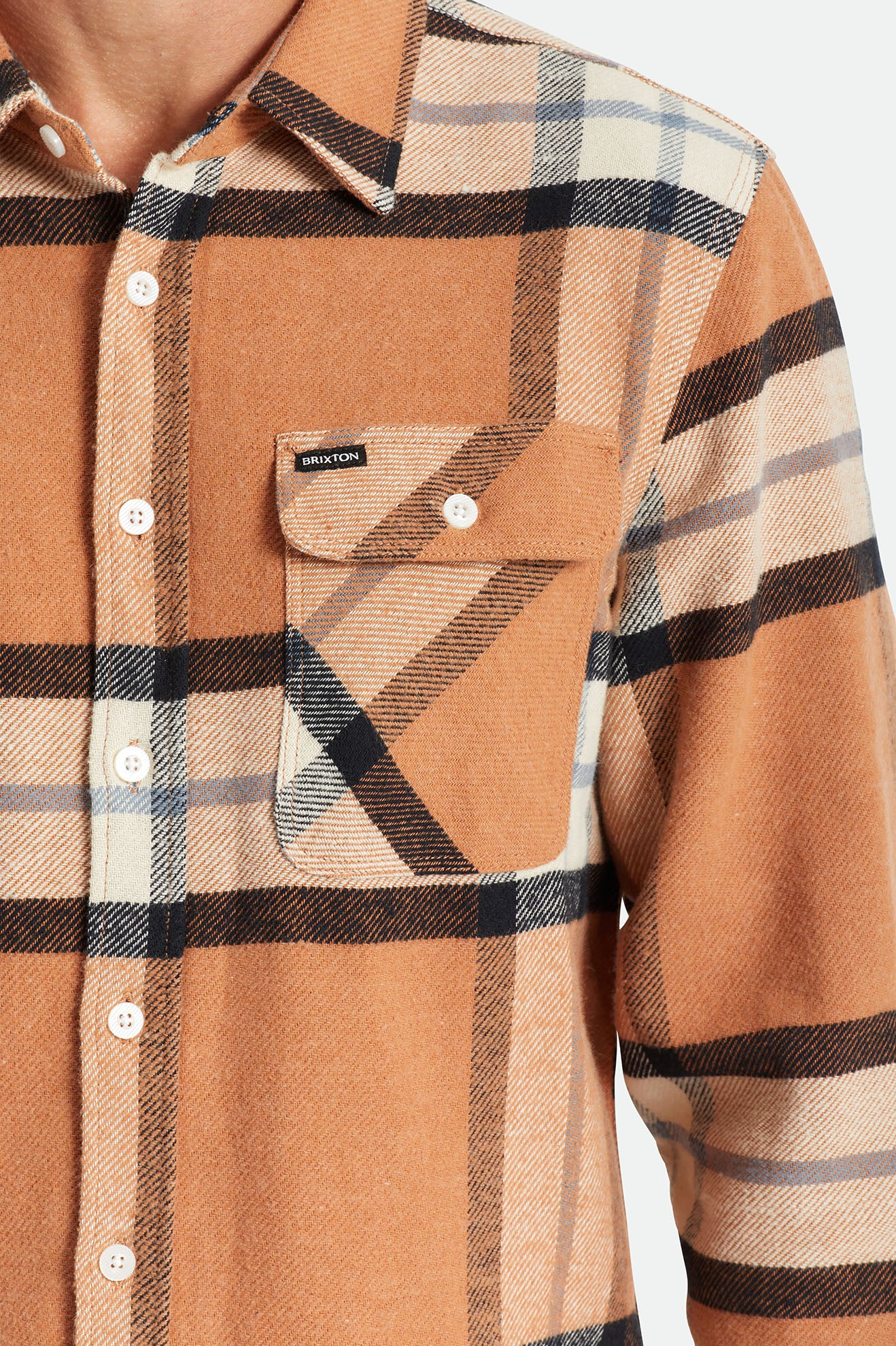 Men's Brixton Bowery L/S Flannels Beige | 3108976-XL