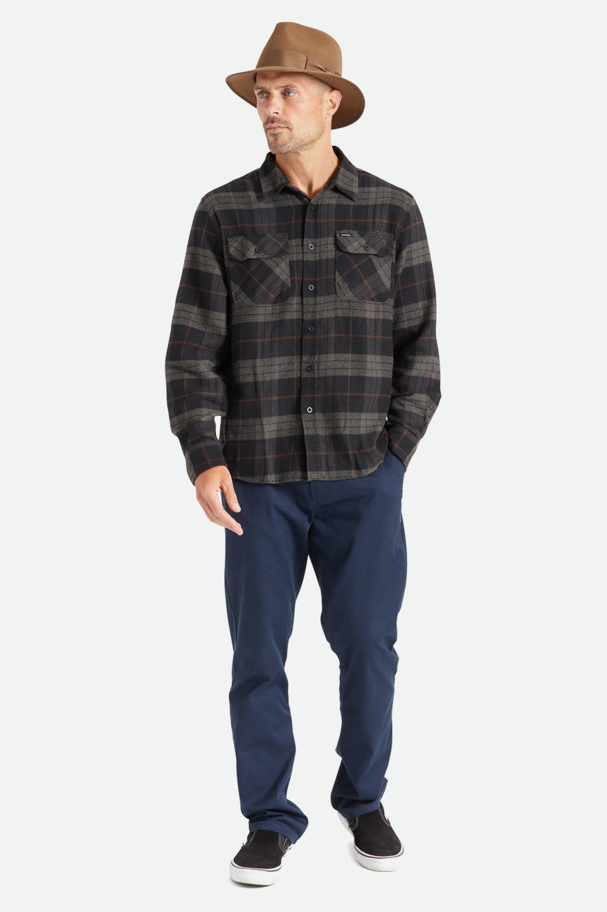 Men's Brixton Bowery L/S Flannels Black / Grey | 4503967-DP