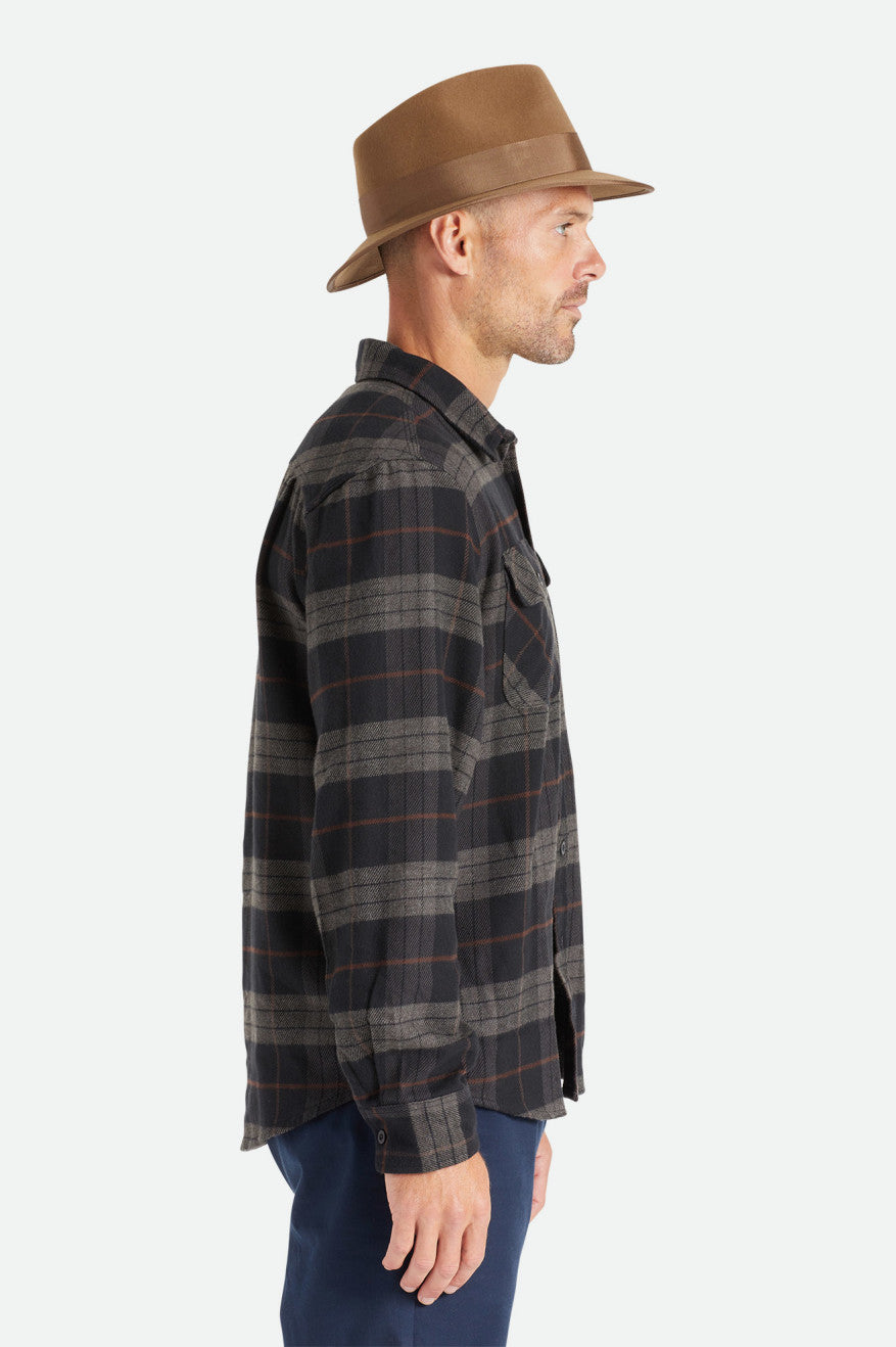 Men's Brixton Bowery L/S Flannels Black / Grey | 4503967-DP