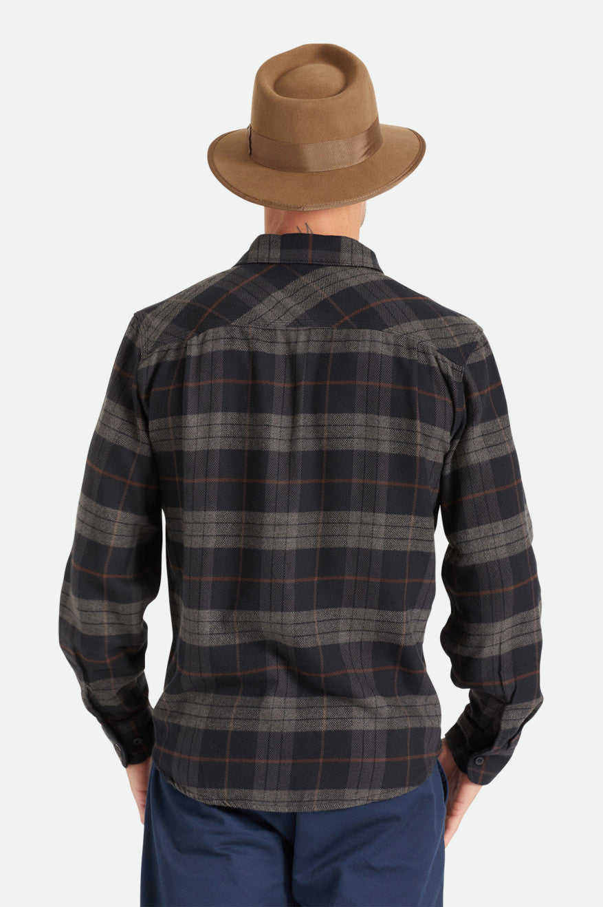 Men's Brixton Bowery L/S Flannels Black / Grey | 4503967-DP