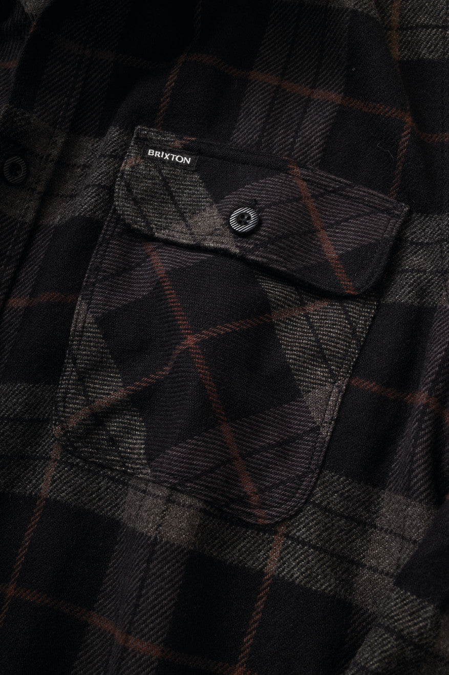 Men's Brixton Bowery L/S Flannels Black / Grey | 4503967-DP