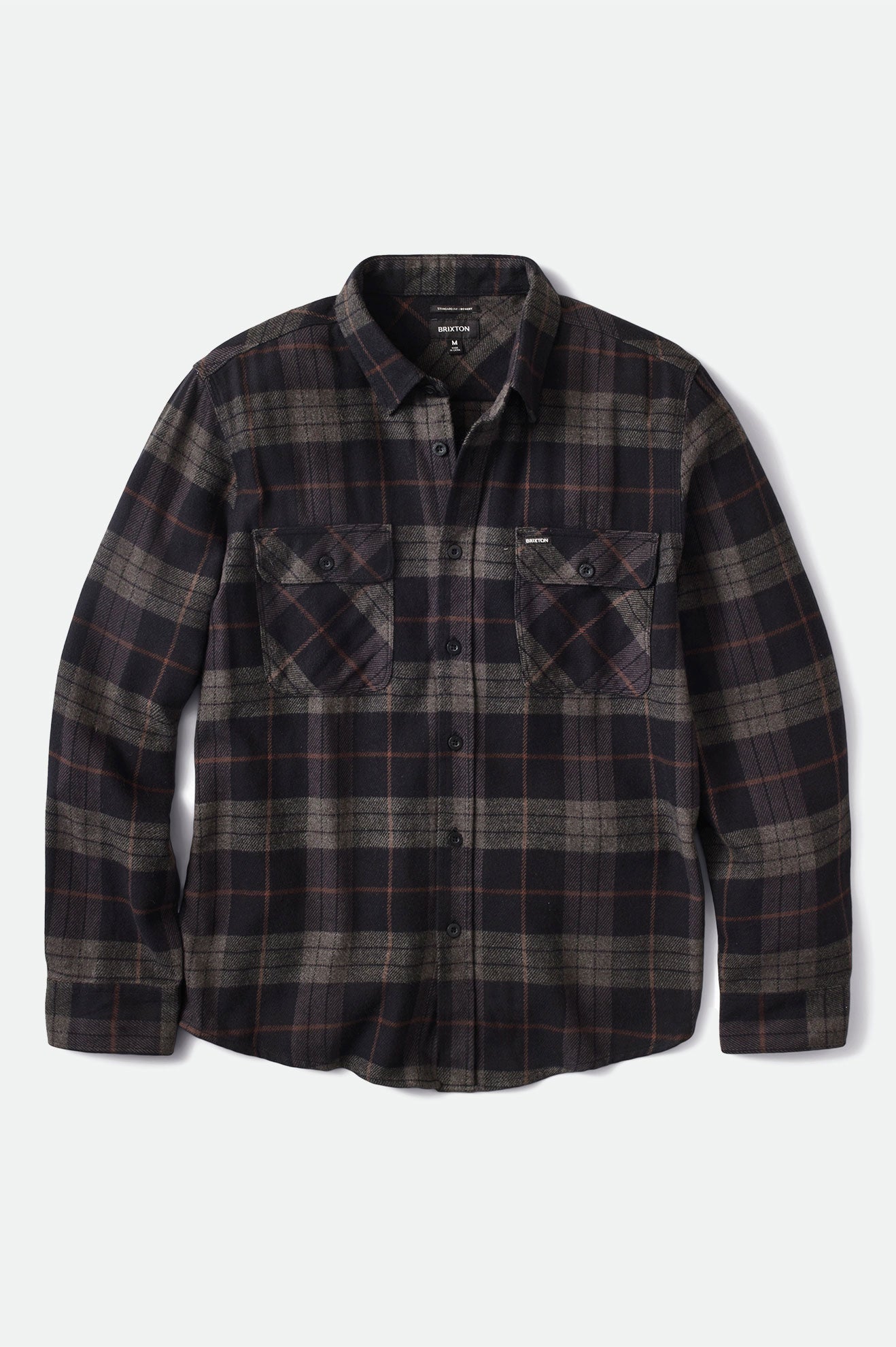 Men's Brixton Bowery L/S Flannels Black / Grey | 4503967-DP