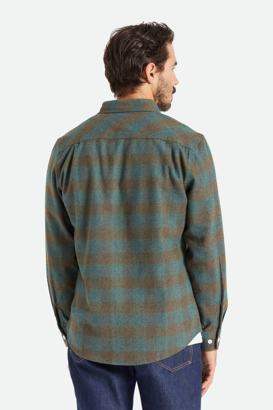 Men's Brixton Bowery L/S Flannels Blue | 1267085-MP