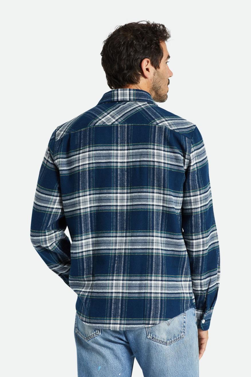 Men's Brixton Bowery L/S Flannels Grey | 2348571-TB