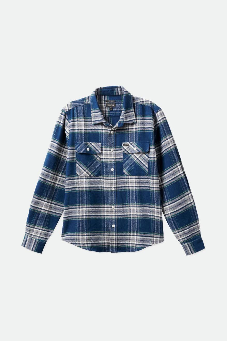 Men's Brixton Bowery L/S Flannels Grey | 2348571-TB