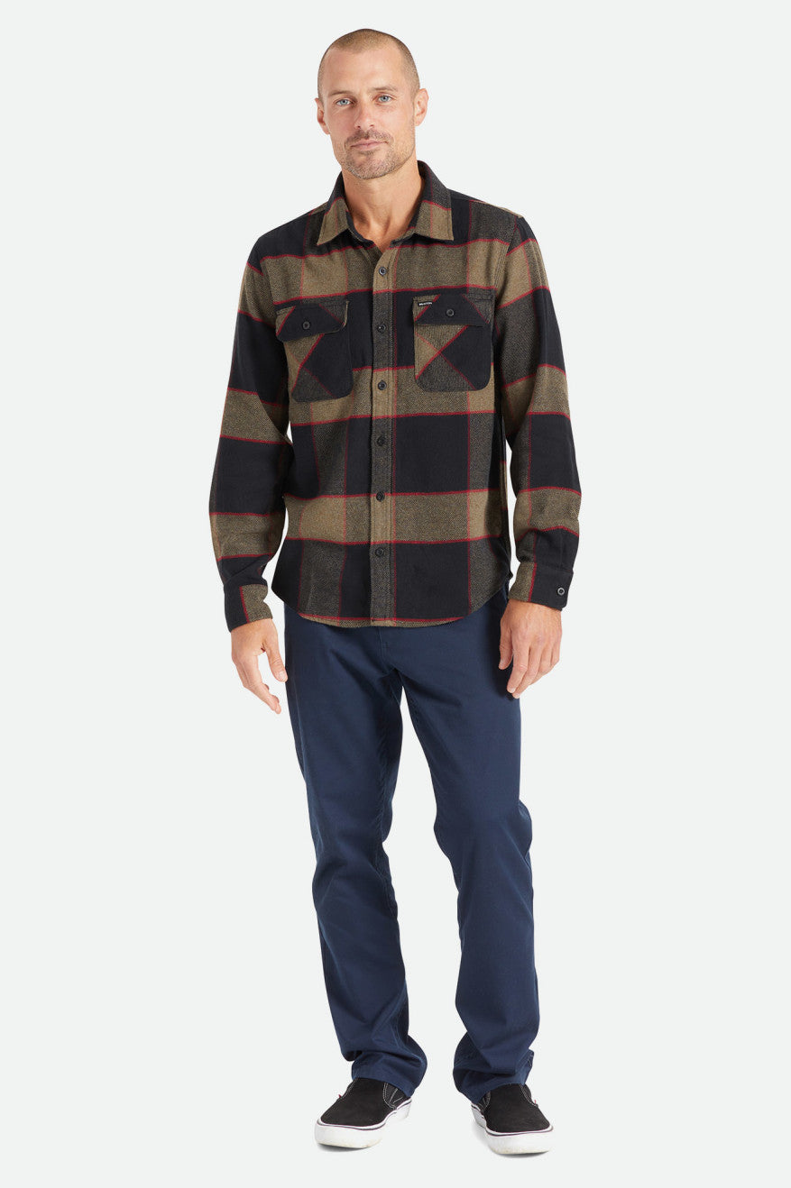 Men's Brixton Bowery L/S Flannels Grey | 6239015-RD