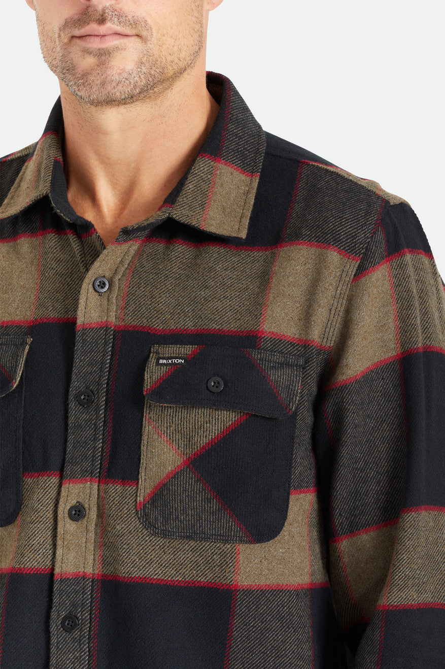 Men's Brixton Bowery L/S Flannels Grey | 6239015-RD