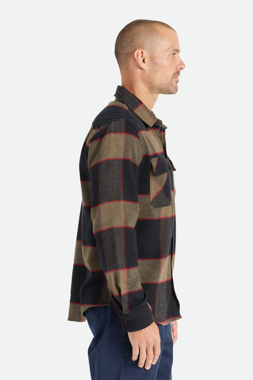 Men's Brixton Bowery L/S Flannels Grey | 6239015-RD