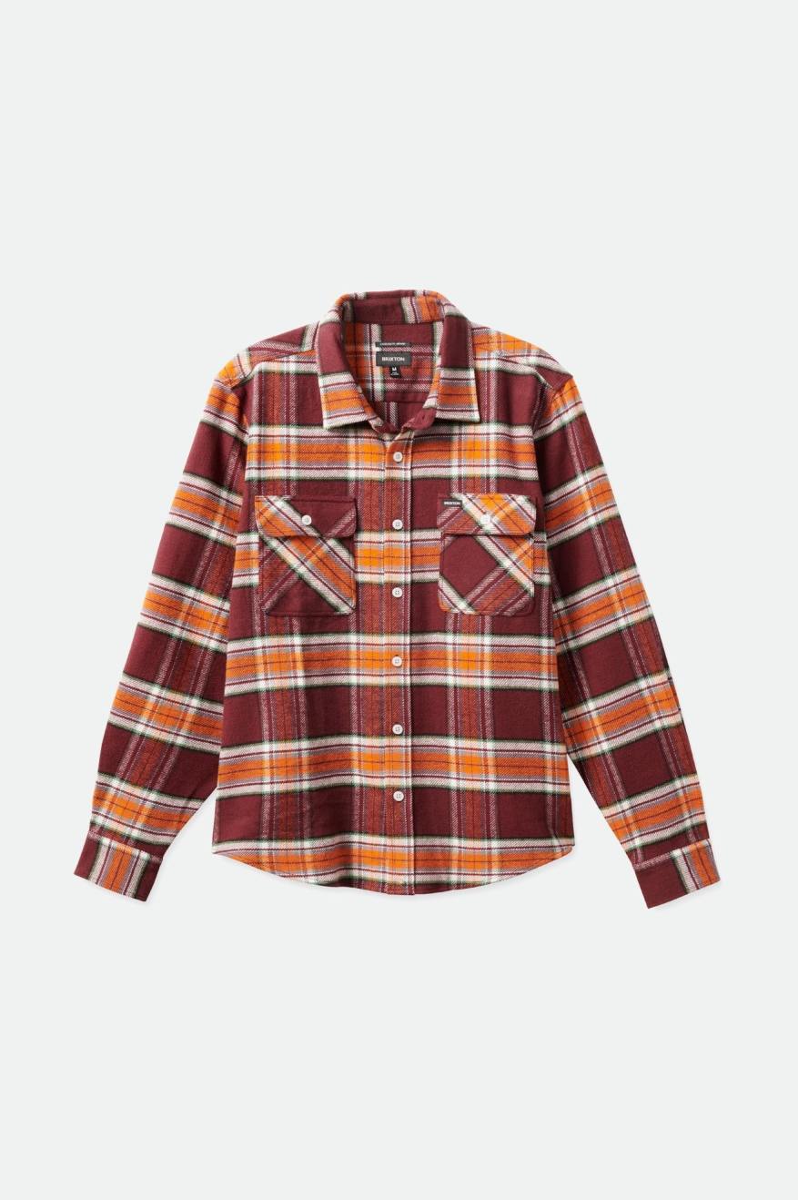 Men's Brixton Bowery L/S Wovens Orange | 9074235-QA