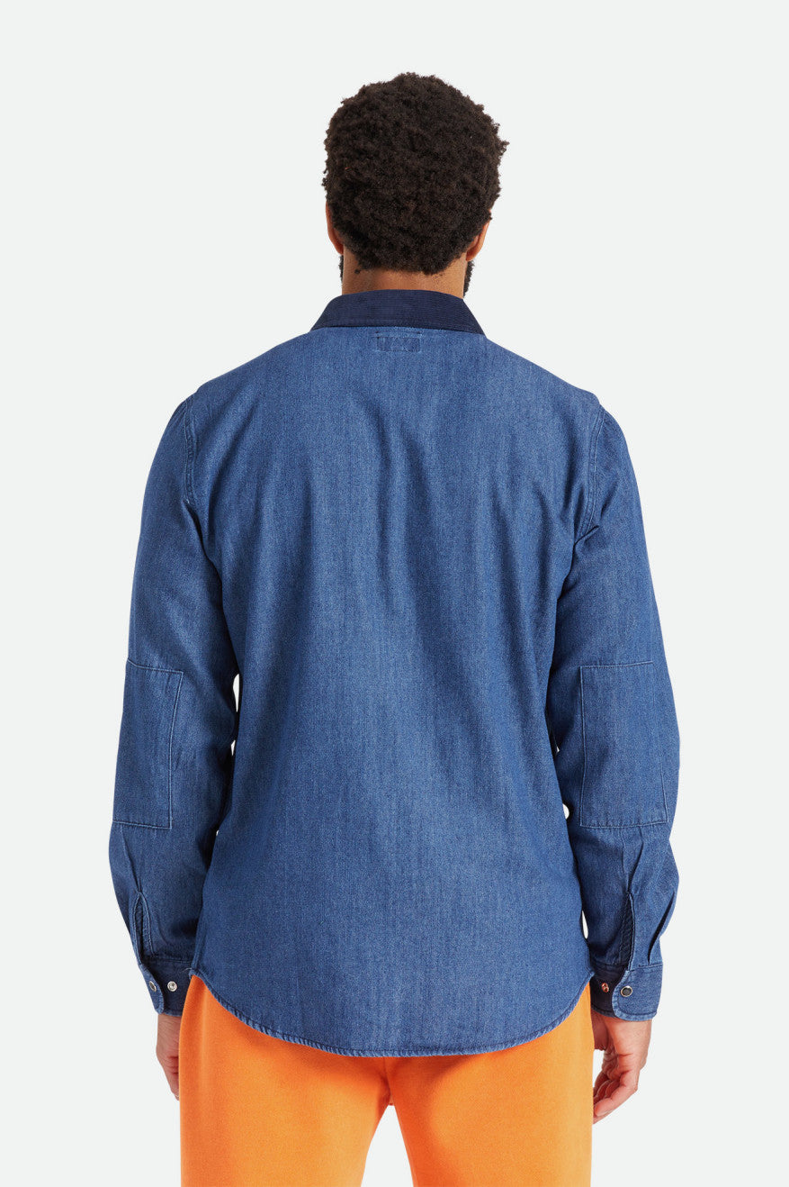 Men's Brixton Bowery Reserve L/S Woven Wovens Blue | 5892460-SQ