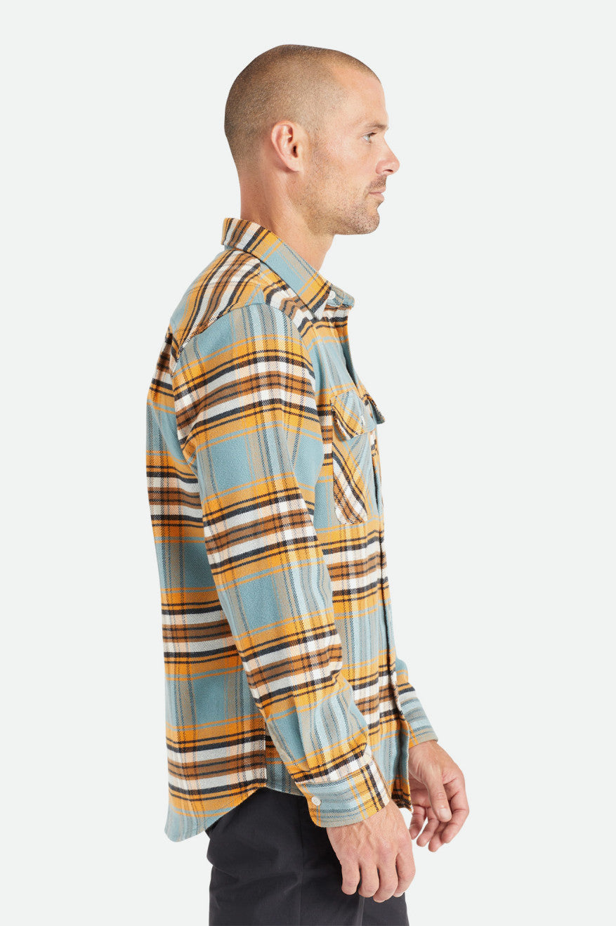 Men's Brixton Bowery Stretch L/S Utility Flannels Orange / White | 2813674-ZH